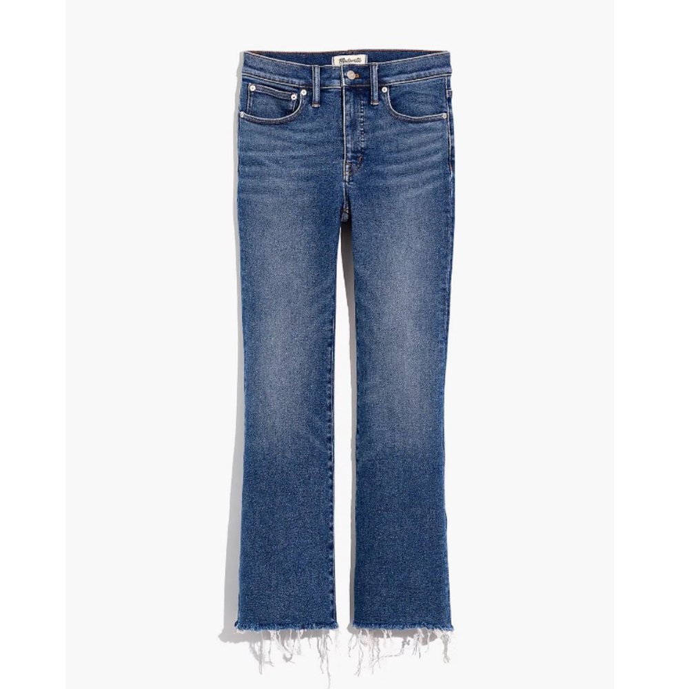 Blogger Favorite Madewell Cali Demi-Boot Jeans Fleetwood Wash Raw-Hem Cropped 28 - Picture 2 of 16